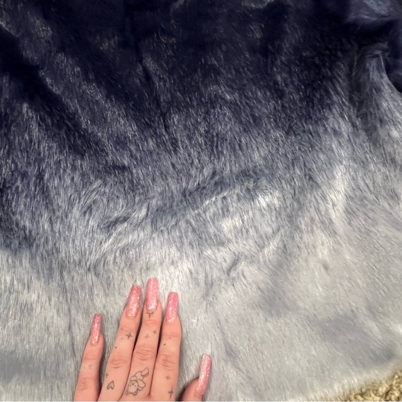 Anthropologie Maeve ombré blue fur coat winter jacket - Picture 6 of 8